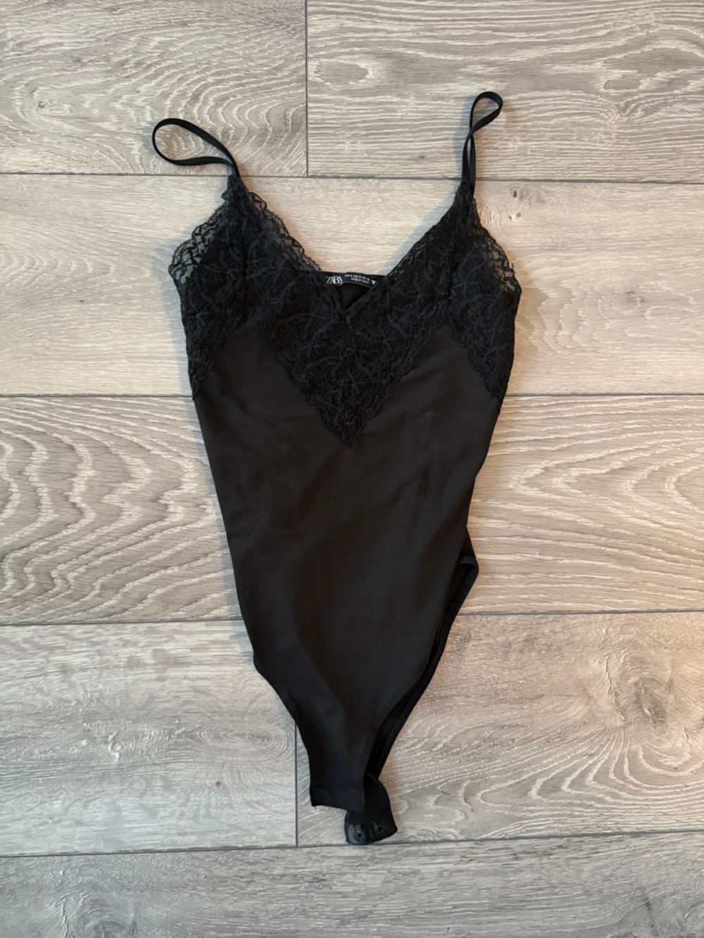 Black Lace-Trim Bodysuit